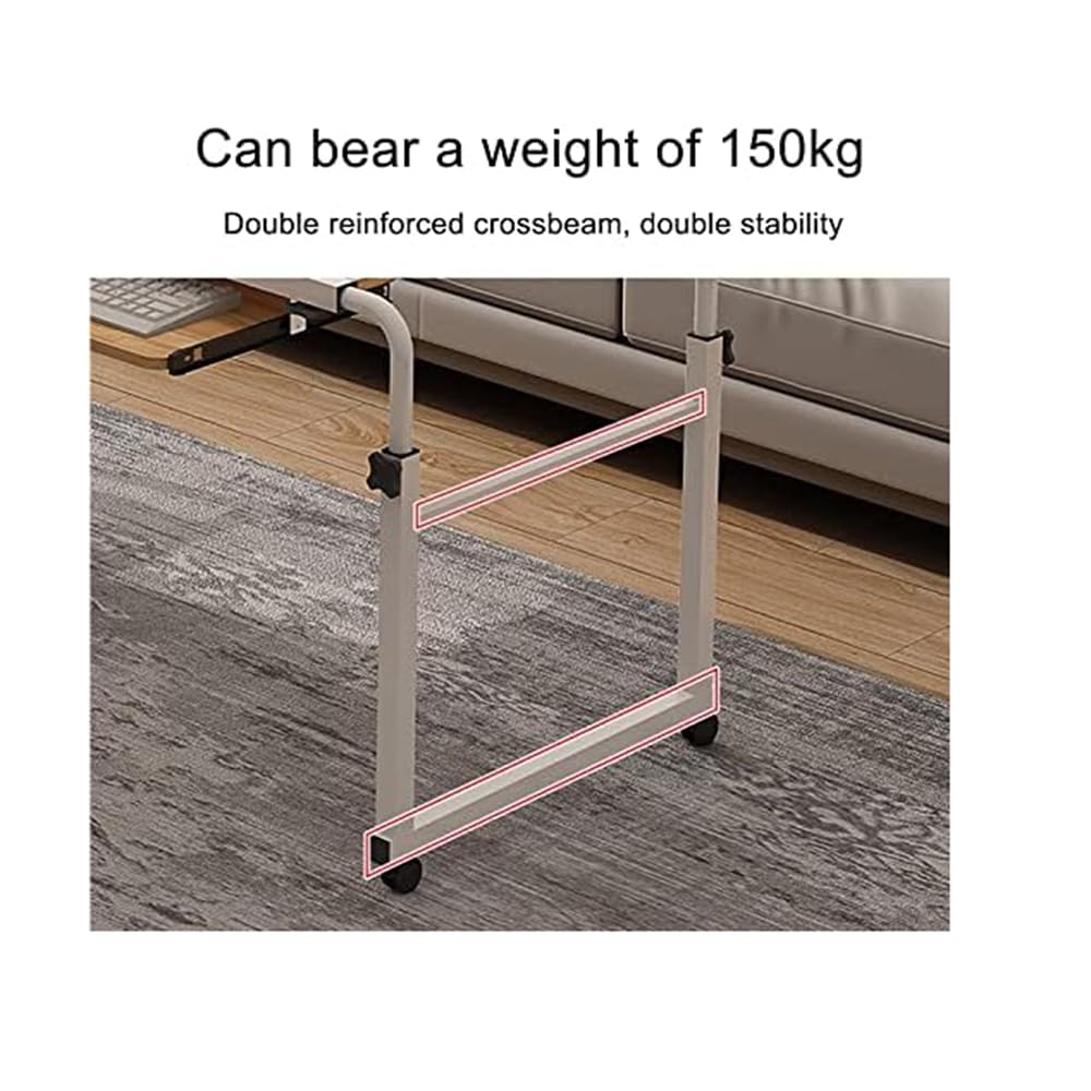 Tavolo da Letto Mobile a Croce Tavolo da Letto con Ruote Altezza e Lunghezza Regolabili Scrivania per Computer Carrello per Laptop per Postazione di Lavoro per la Casa, Camera da Letto, Uffic(Color:C)