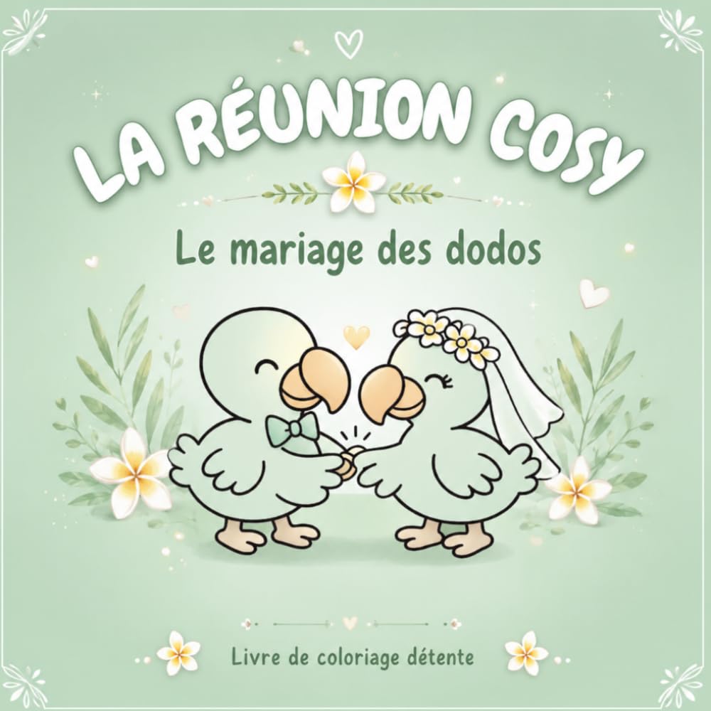 La Réunion Cosy - Les dodos se marient - Tome 2: Livre de coloriage cosy (L’univers du dodo à la Réunion)