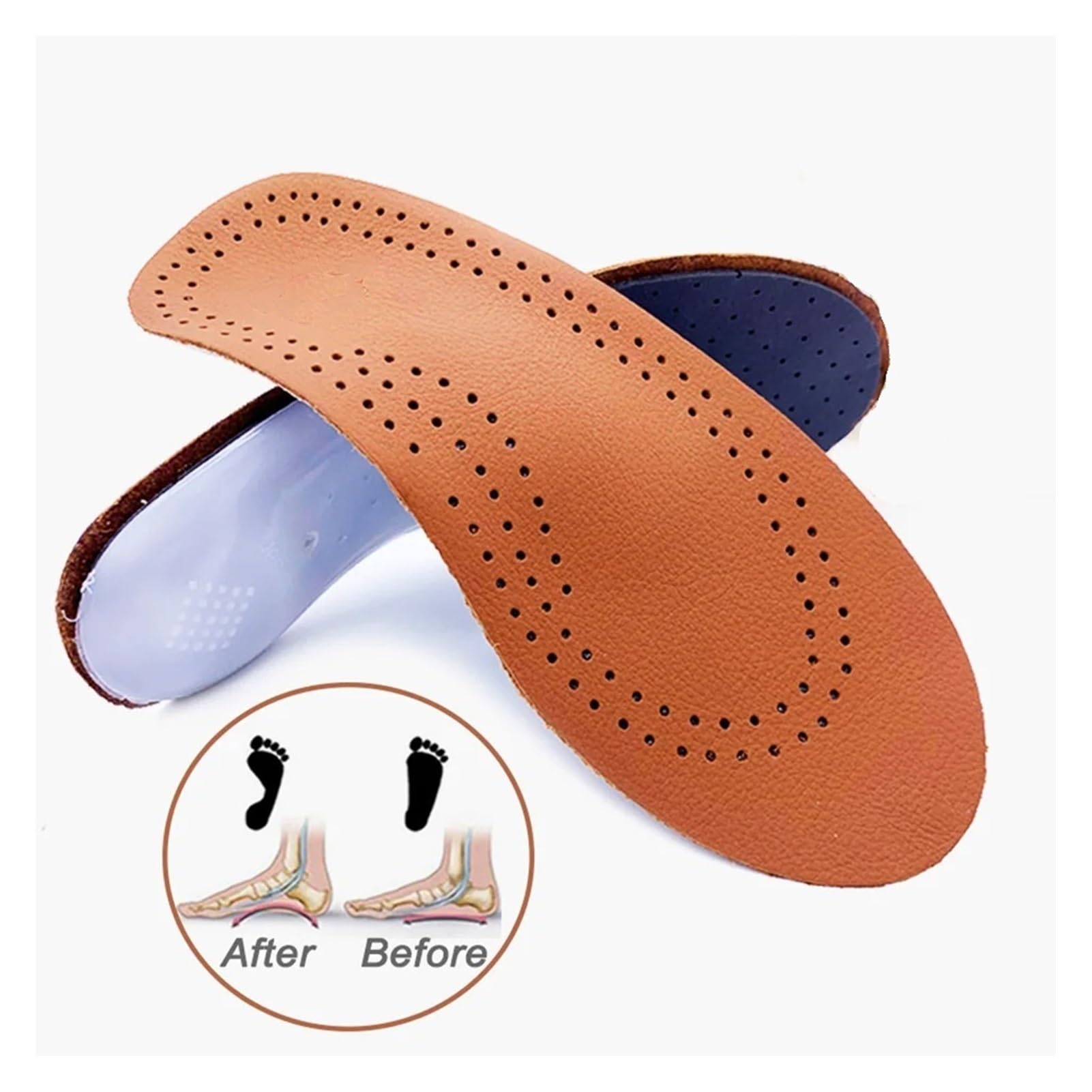 Leder Orthesen Einlegesohle for Plattfüße Arch Support Orthopädische Schuhe Sohle Einlegesohlen for Füße Geeignet Männer Frauen Kinder O/X Bein(XL(45-46) 30cm)