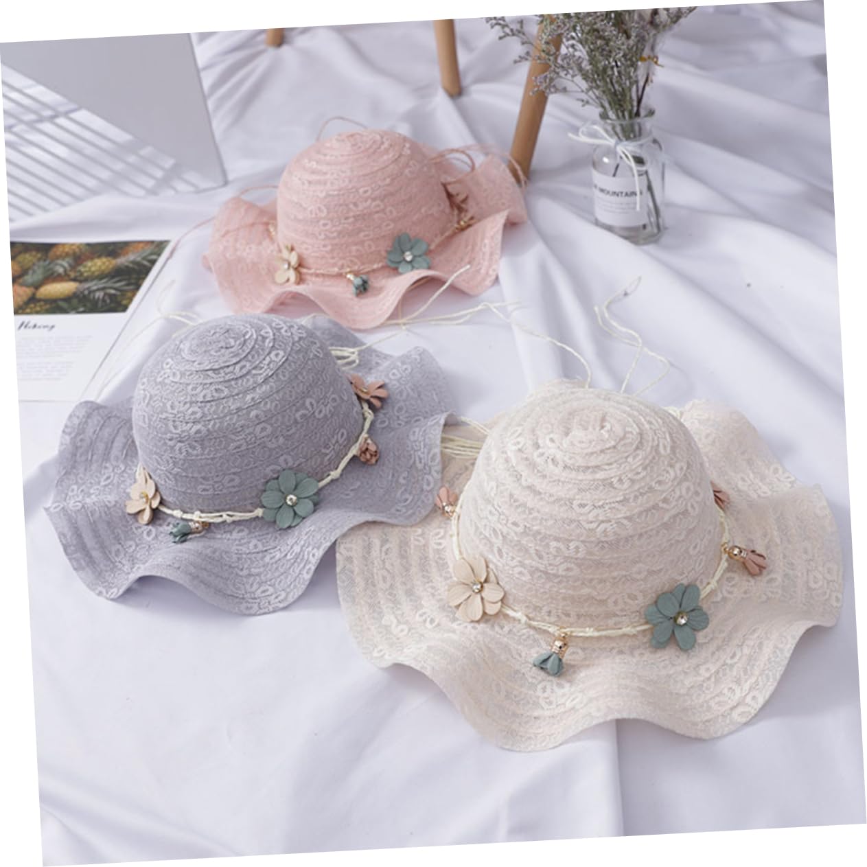 Holibanna Sombrero de ala Ancha Tarro de Almacenamiento de Monedas bebés Sombrero de bebé Concha Sombrero de Playa para Sombrero de Copa Sombrero para Bambú