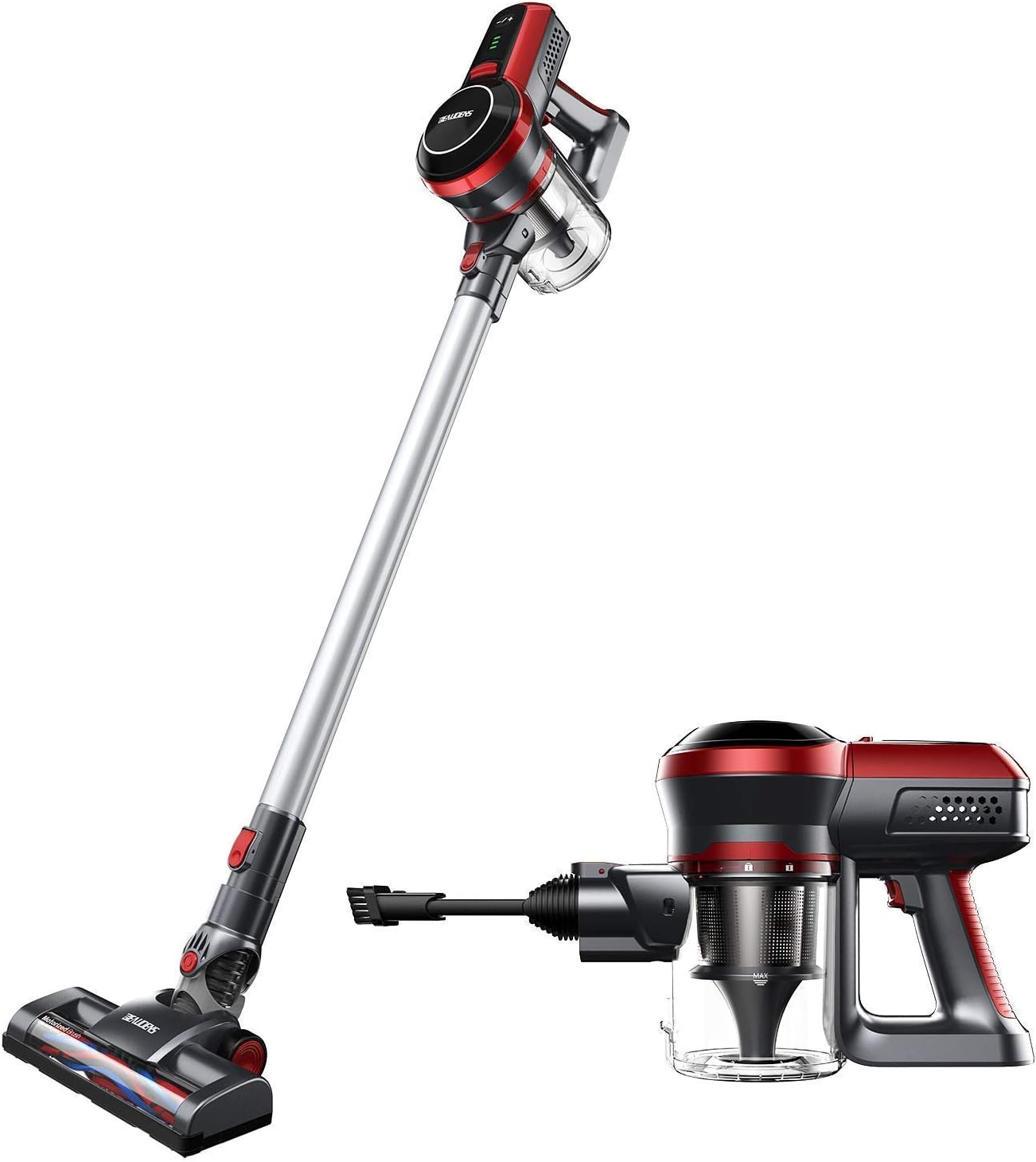 Cordless Vacuum Cleaner, Upgraded Powerful 130W Motor, Lightweight and Quiet, 45 Minutes Long Runtime, 2 in 1 Stick and Handheld, Wall Mounted