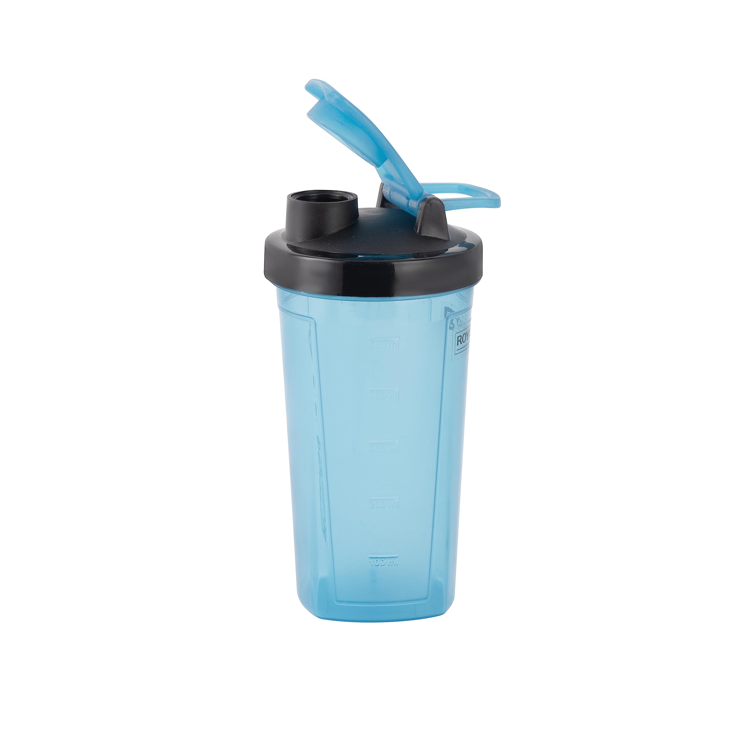 Royalford 600ML Protein Shaker Bottle- RF11956 Premium-Quality Plastic ware for Making Protein Drinks, Designed with Blending Ball for Lump-Free Smooth Shakes Leak-Proof and Use Blue