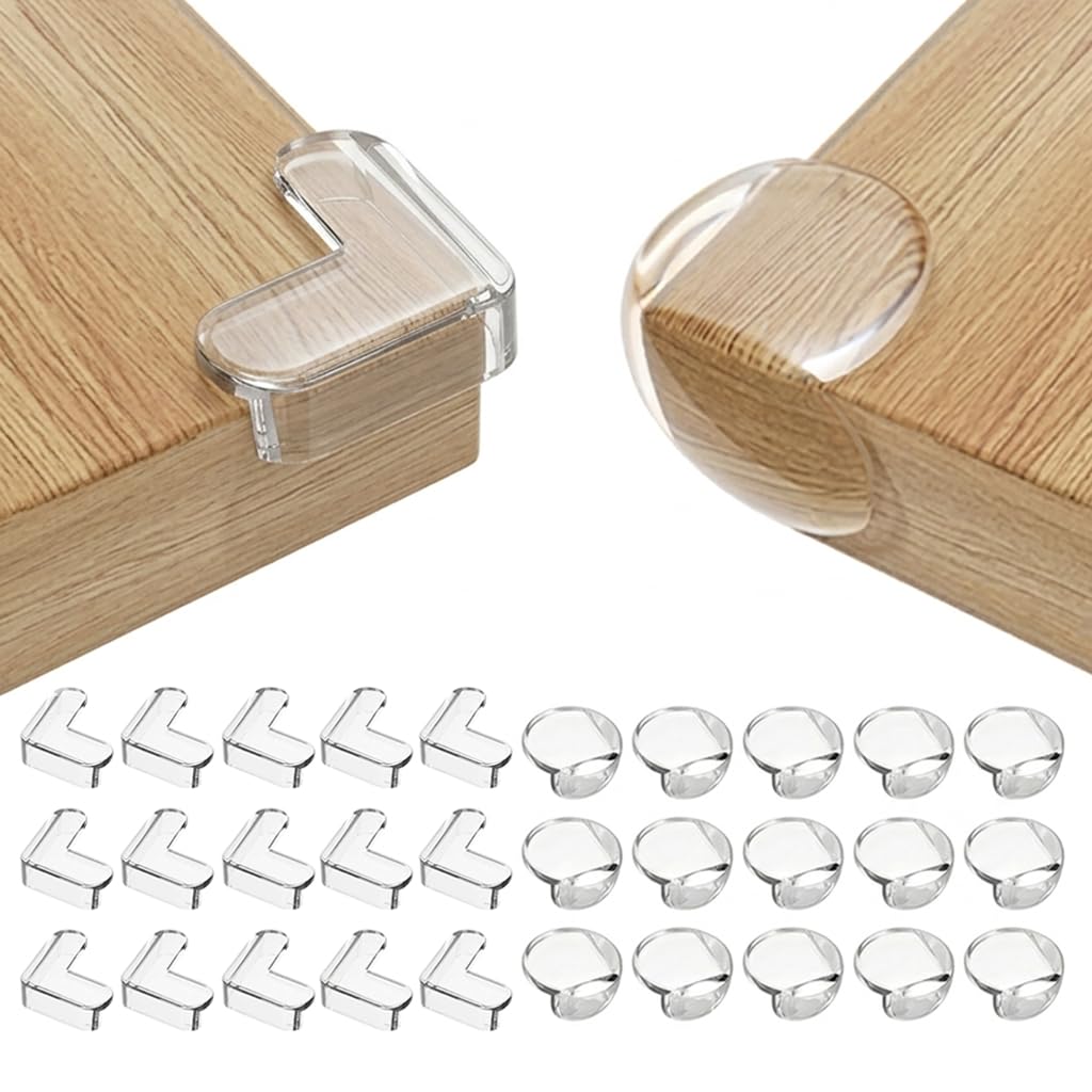 8 Pack Baby Corner Guards Clear Soft PVC L Shape Round Furniture Protectors