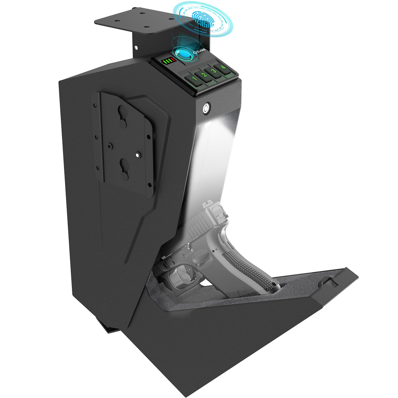 Nightstand Mounted Gun Safe ZLJUAN Biometric Gun Safe - Quick Access ...