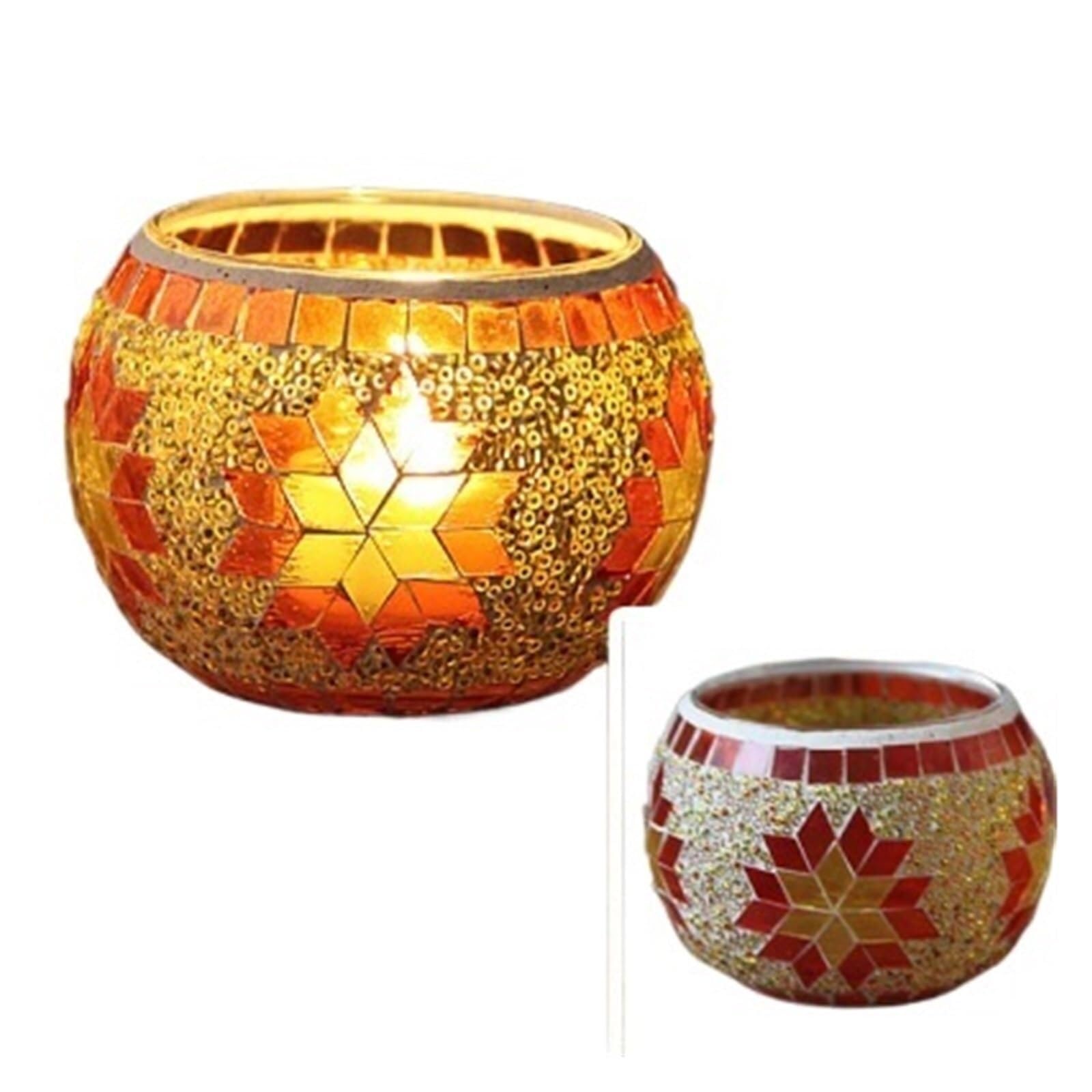 Candle Holders Color Snowflake Mosaic Glass Candlestick Candle Stick Holders(Style1)