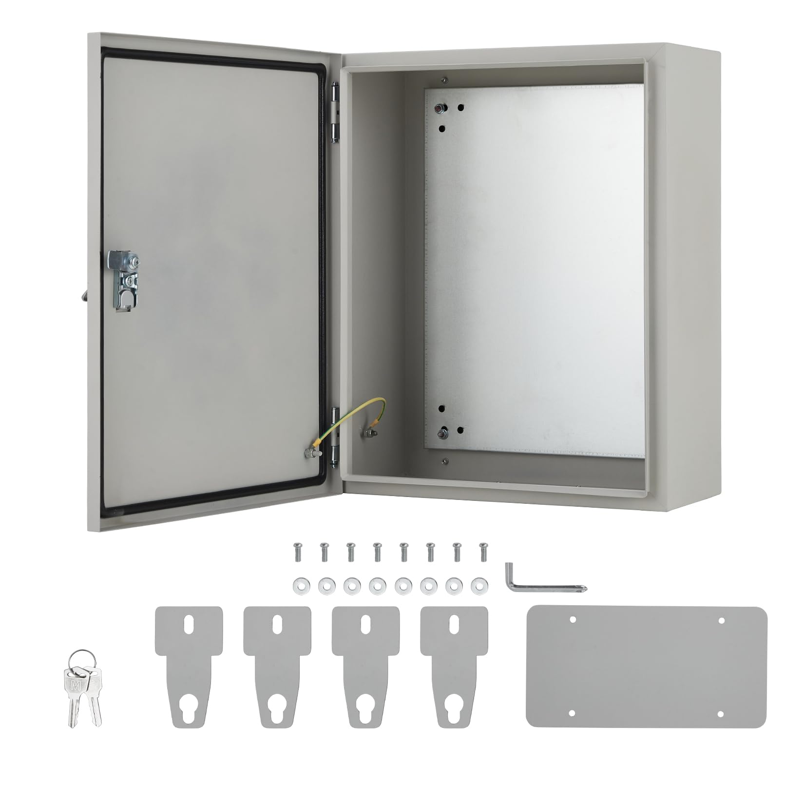 Garvee Coffret peinture murale étanche NEMA 4X/IP66/IP67 – Boîte électrique extensionérieure 24"x16"x12" en acier inoxydable, anti-poussière, verrouillable avec plaque de montage et 2 clés, panneau