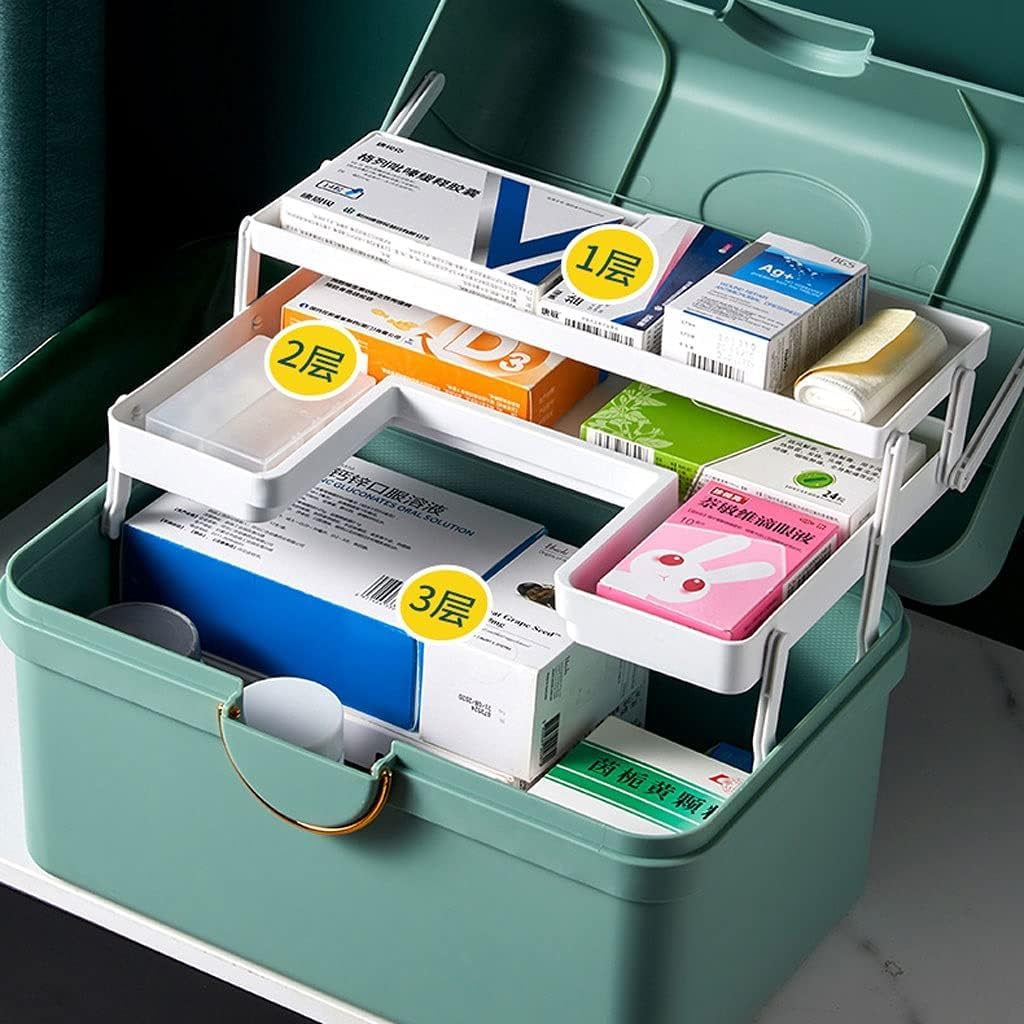Kit di pronto soccorso portatile a 3 strati: scatola di stoccaggio medica durevole(C)