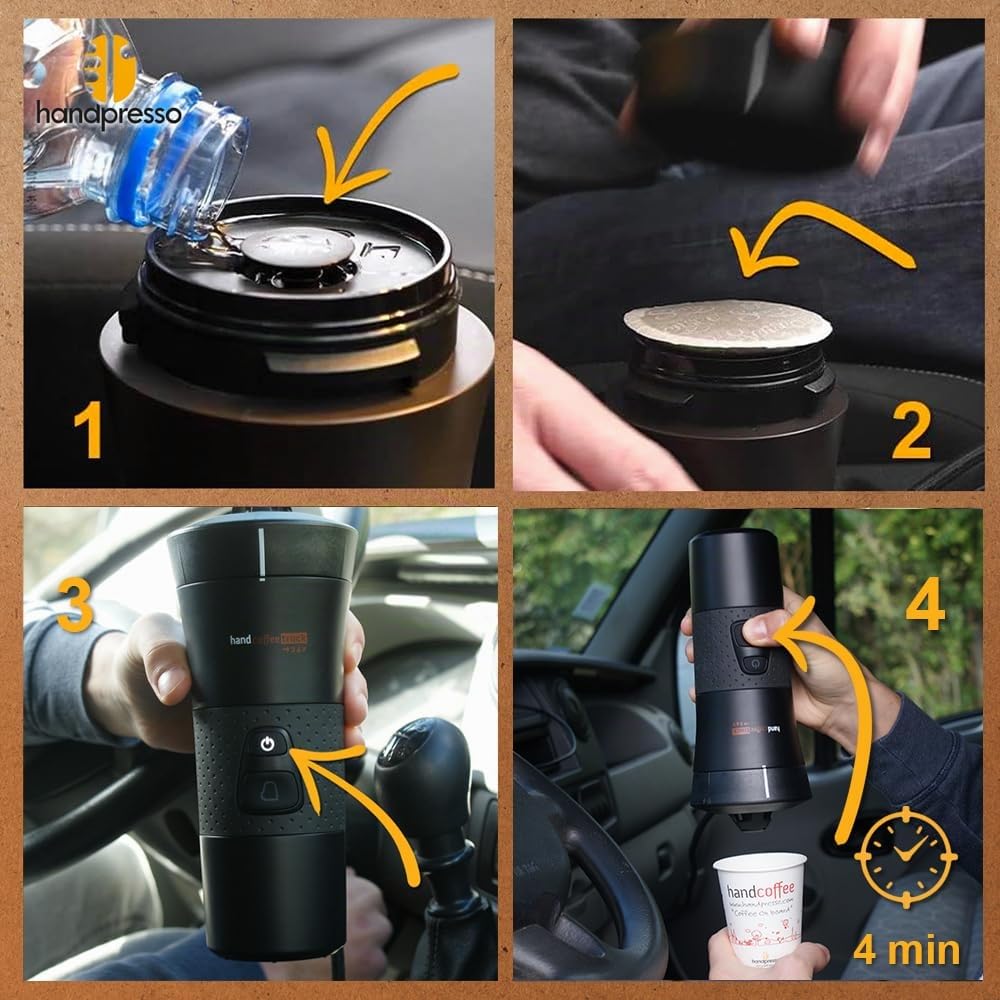 Handpresso - handcoffee truck - machine à café camion 21010 | pour dosette Senseo | cafetière allume-cigare - cafetiere 24v camion| cafetière de voyage | café court et long - 110 ml max
