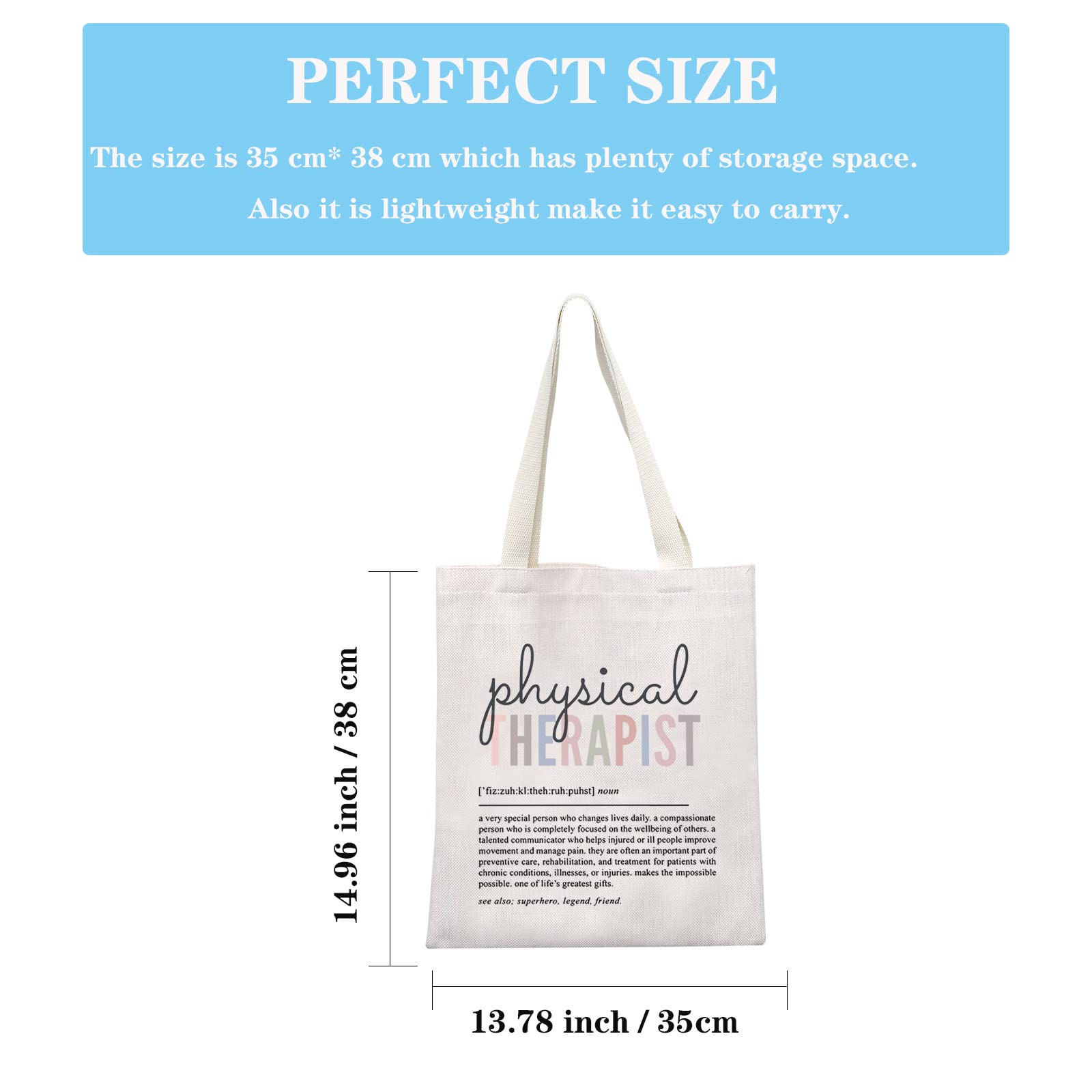 JTOUK PT Gift Physiotherapy Gift Physical Therapist Graduation Gift Physical Therapist Definition Gift Physical Therapy Tote Bag (Physical Therapist Tote EU) - Image 2