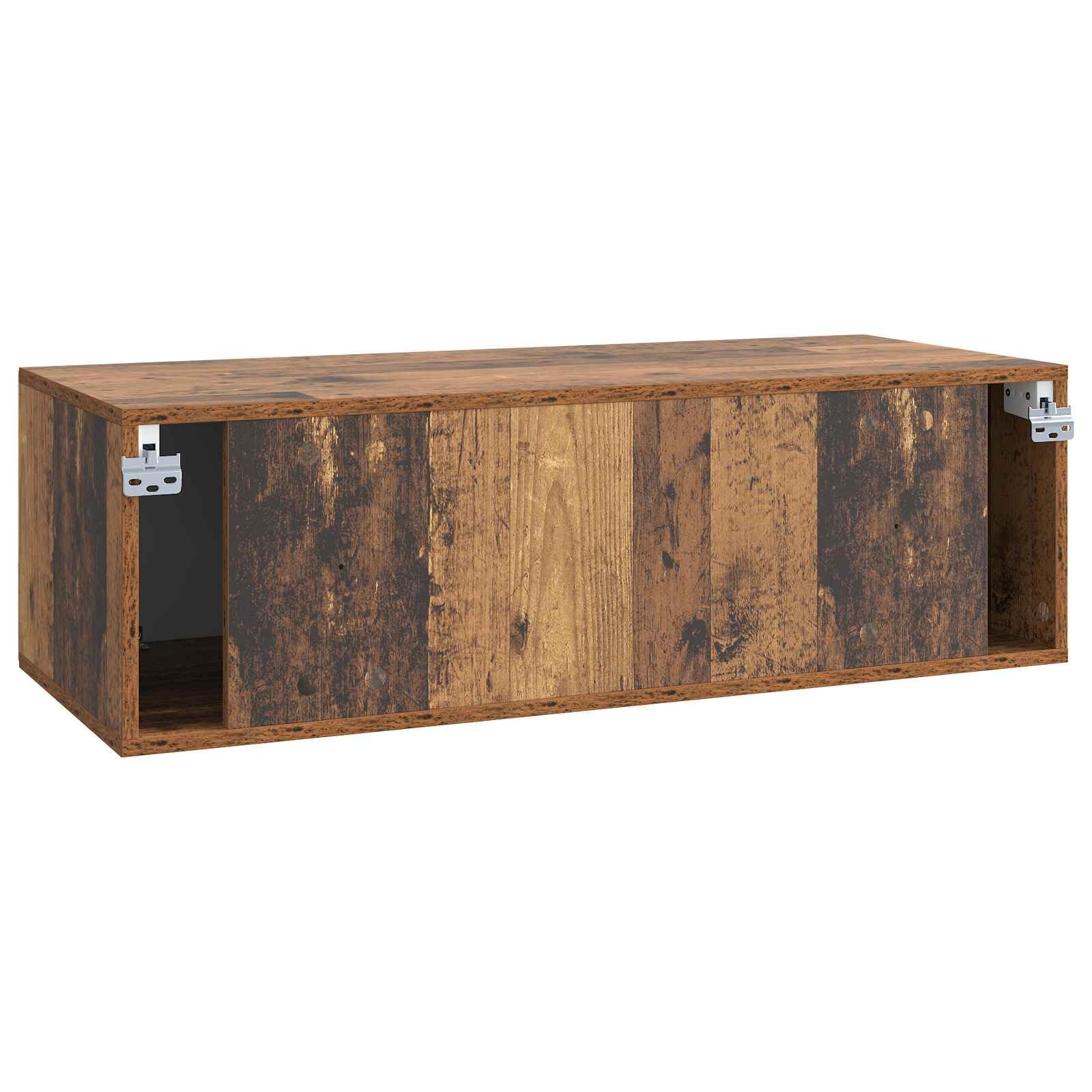 Mueble de TV de pared con aspecto de madera envejecida, 98 x 41 x 30 cm, mueble suspendido de madera, mueble de TV colgante con 2 puertas para salón, soporta hasta 60 kg