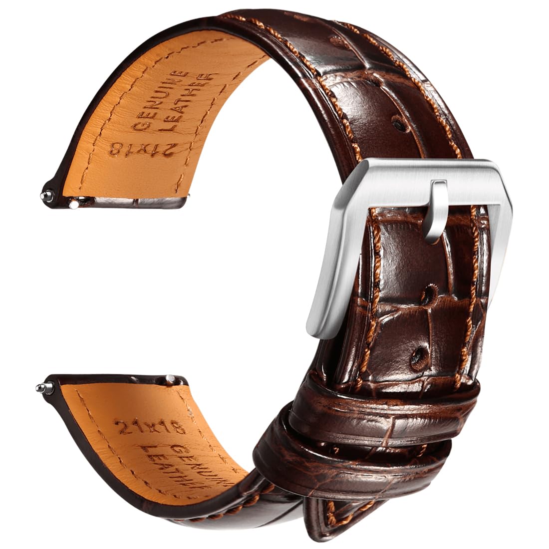 REZEROLeather Watch Bands for Men, Quick Release Watch Straps, Luxury Italian Alligator Grain Embossed Band Replacements 19mm 20mm 21mm 22mm