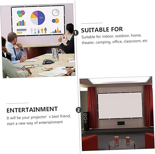 Miniatura 7 de Vaguelly Cortina de proyección de poliéster plegable para interior y exterior, camping, aula, cine en casa y presentaciones de oficina