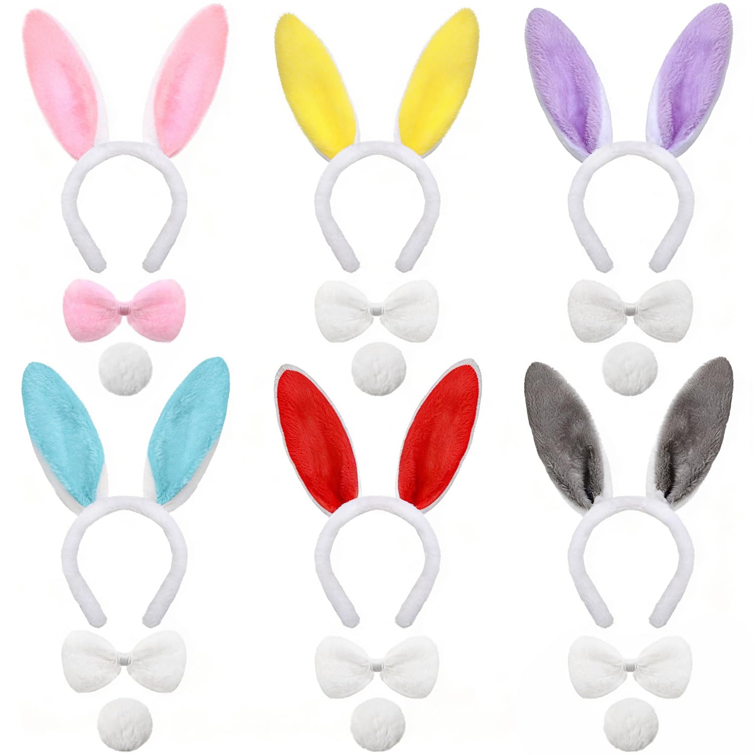 Spiritzohic Bunny Ears Headband, 18PCS Rabbit Fancy Dress Accessories Set Animal Cosplay Costumes Set including Headband, Bow