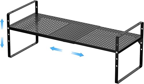 Organizador de estante de gabinete de cocina expandible, estantes de almacenamiento de despensa de metal apilables, estante organizador de estante
