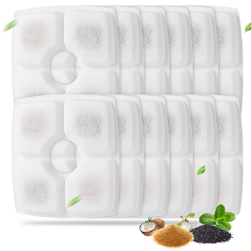 12 Pack Cat Water Fountain Filter Replacement for Square 84oz/2.5L Automatic Cat Fountain Dog Water Dispenser