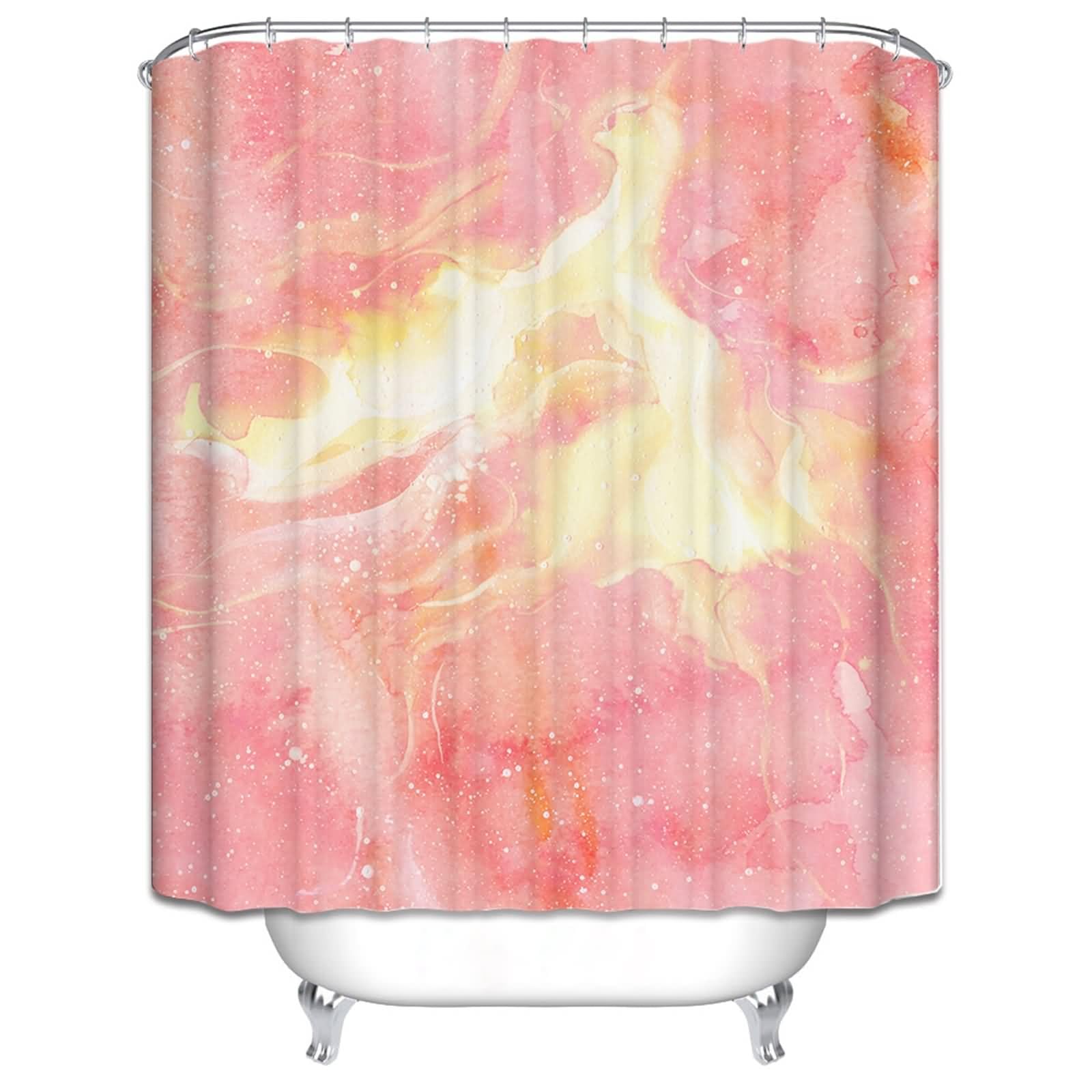 Rideau de douche imperméable et anti-moisissure en tissu lavable 200x180cm avec anneaux