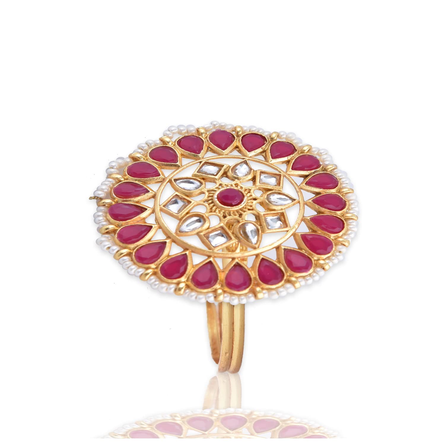 Payal Jewellers Gold Plated Meenakari Pink Kundan Ring | Adjustable Big Finger Ring | Traditional Studded Ring For Women and Girls - Set of 1 (B09YYGJK6X) Amazon Price History, Amazon Price Tracker