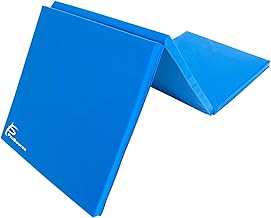 ProSource Tri-Fold Folding Thick Exercise Mat 6’x2’ with Carrying Handles for MMA, Gymnastics, Stretching, Core Workouts