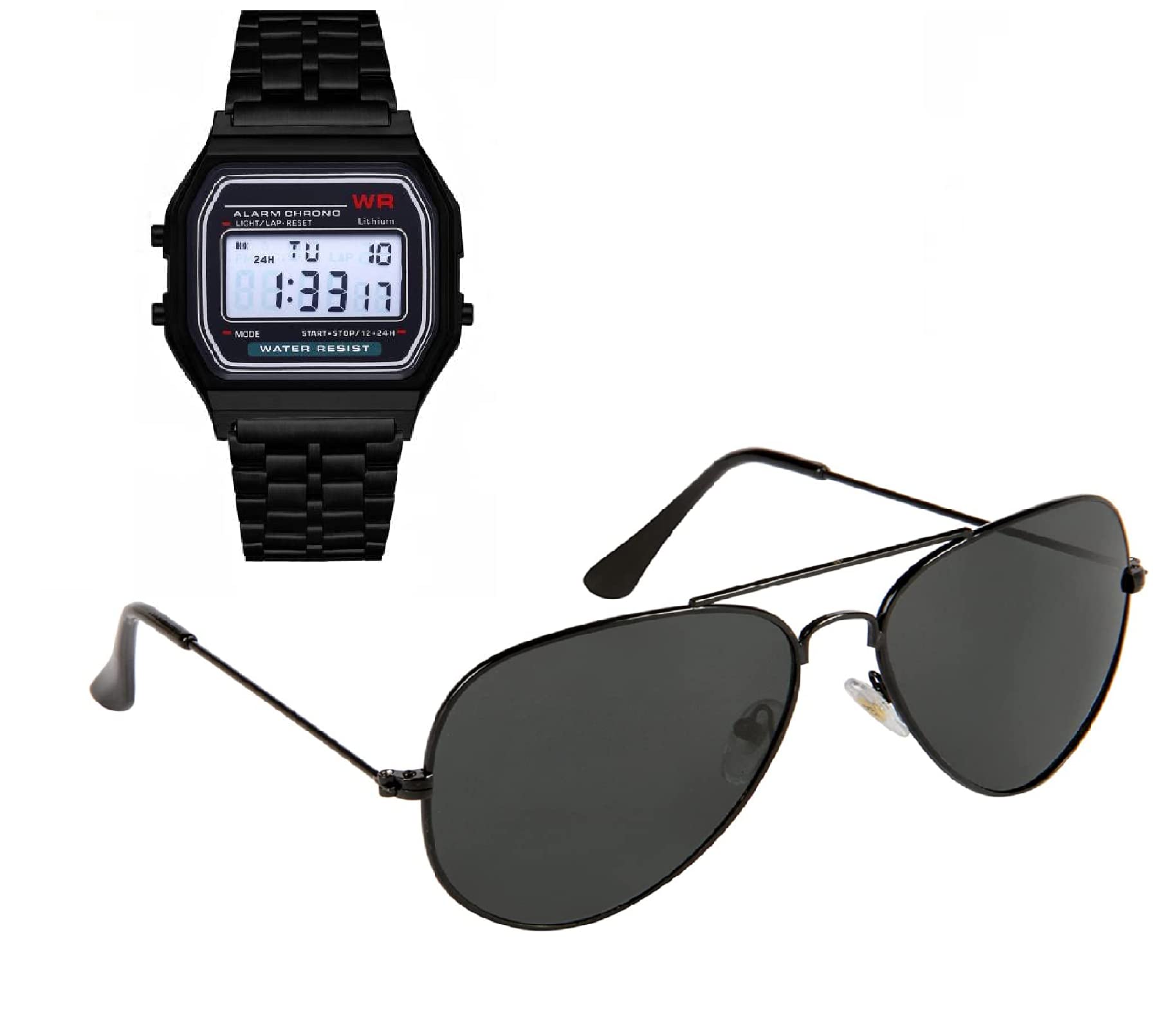 SELLORIA Brand Digital Watch - for Boys with Black sunglas Mens Black Wrist Watch for Boys Analog Watch for Men Pack of 2 (Black) (B0BYPJNM9K) Amazon Price History, Amazon Price Tracker