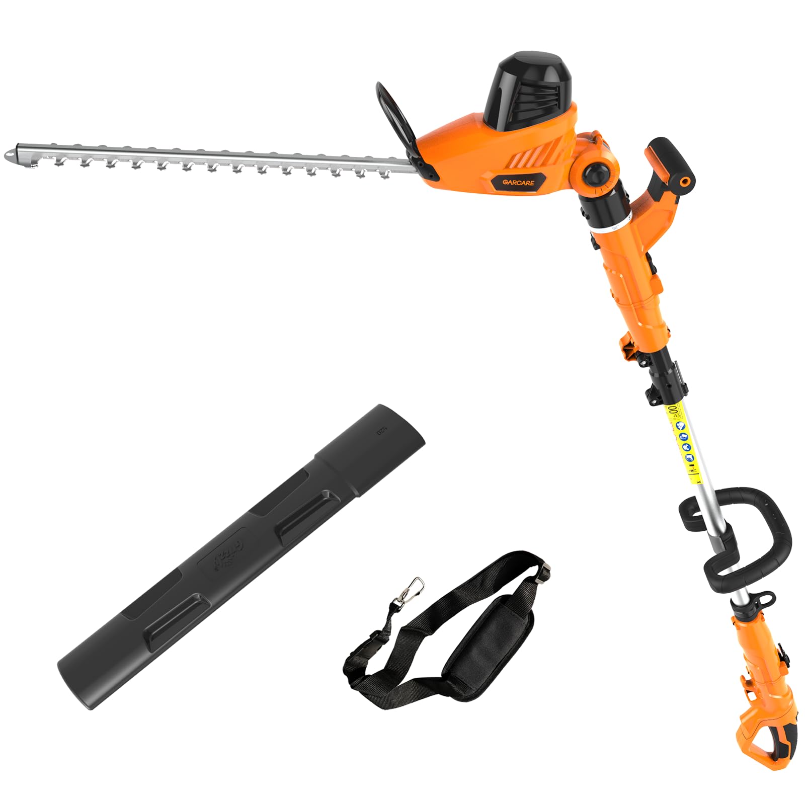 GARCARE 2 in 1 Hedge Trimmer Corded Pole Hedge Trimmer Electric 4.8A 450mm Laser Cutting Blade, Blade Cover and Shoulder Strap Included