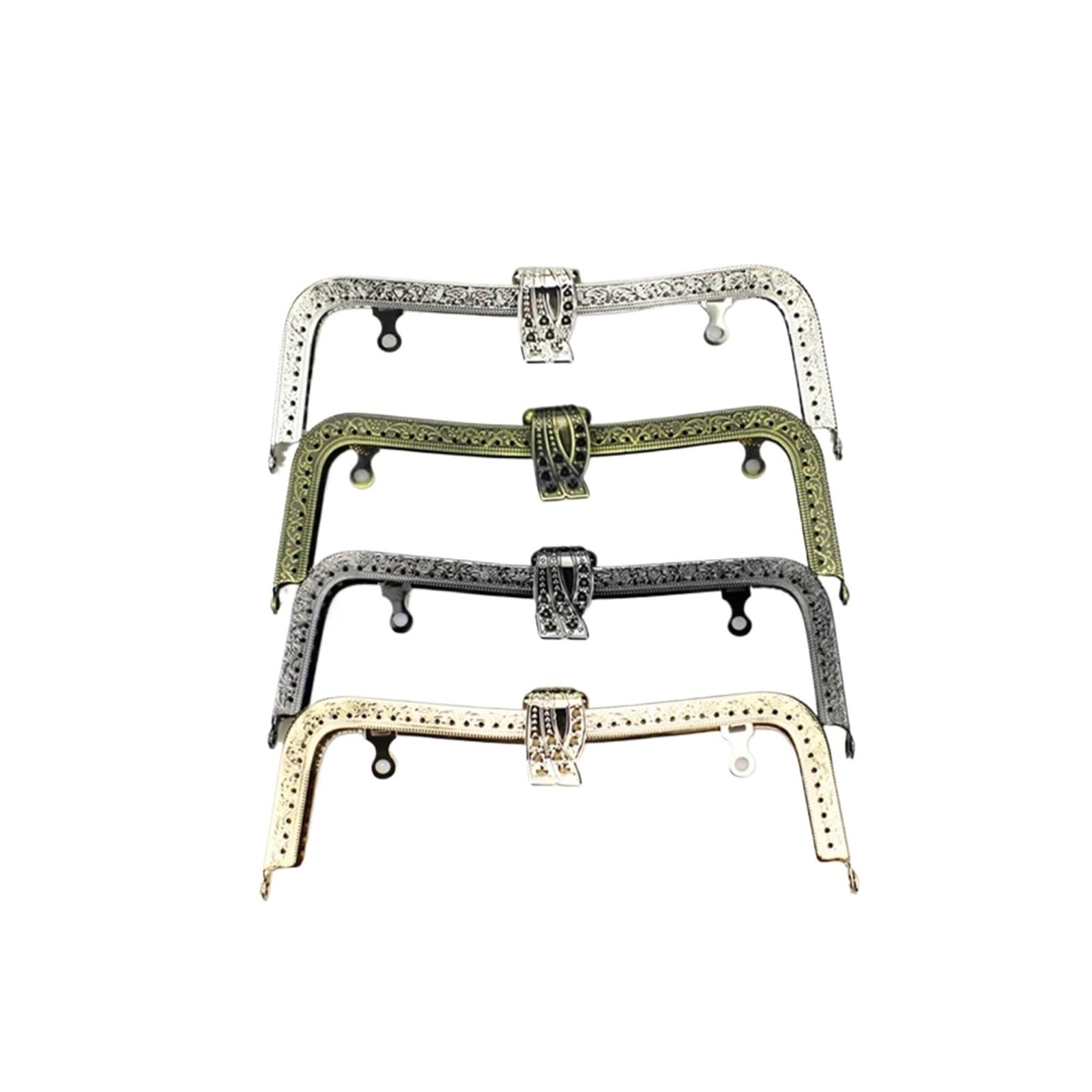 PVUVTNAHW 4pcs/lot 20cm Peacock Leaves Head Metal Purse Frame Bronze/Silver/Light Gold/Black Clasp Lock Clip Bag Accessories(Mix colors)