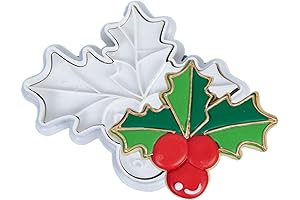 Flycalf Holly Leaf Cookie Cutter: Festive Baking with Plunger Stamps
