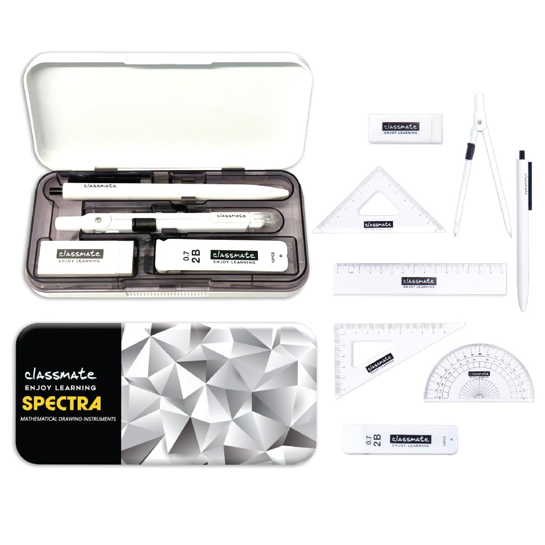 Geometry Box Set with Compass Divider Metal Instruments - Premium Aesthetic Design Mathematical Drawing Kit for Students Professional Drafting Tools