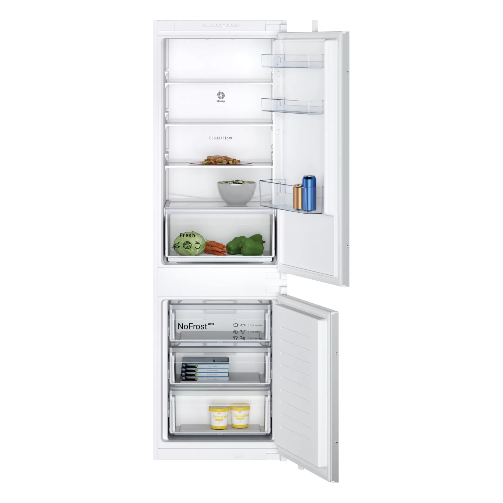 Balay - Frigorífico Combi Integrable, Puerta Deslizante, NoFrost, Cajón Fresh, 260 litros, 3KIE712F