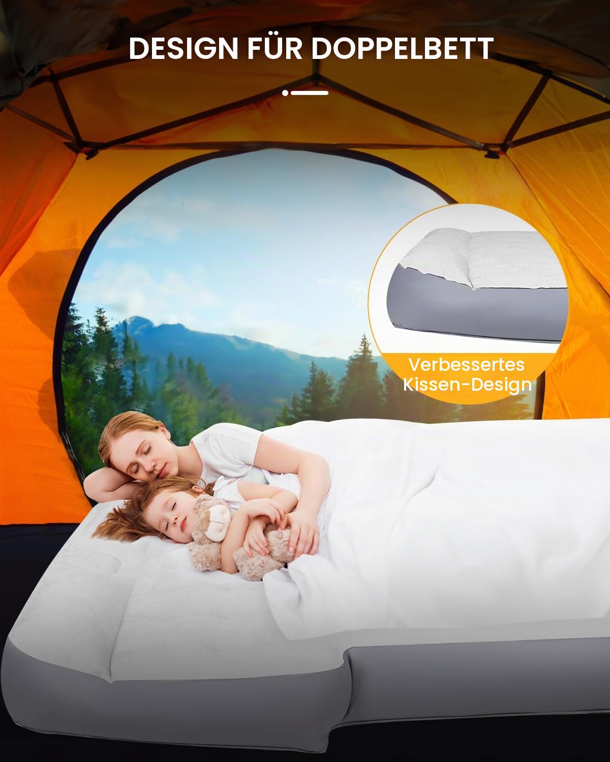 Aufblasbare Matratze Auto Luftmatratze SUV Matratze für Auto Kofferraum PVC Beflockung Tragbar Universal mit Kissen & eingebauter Pumpe für Reisen Station Wagon Camping
