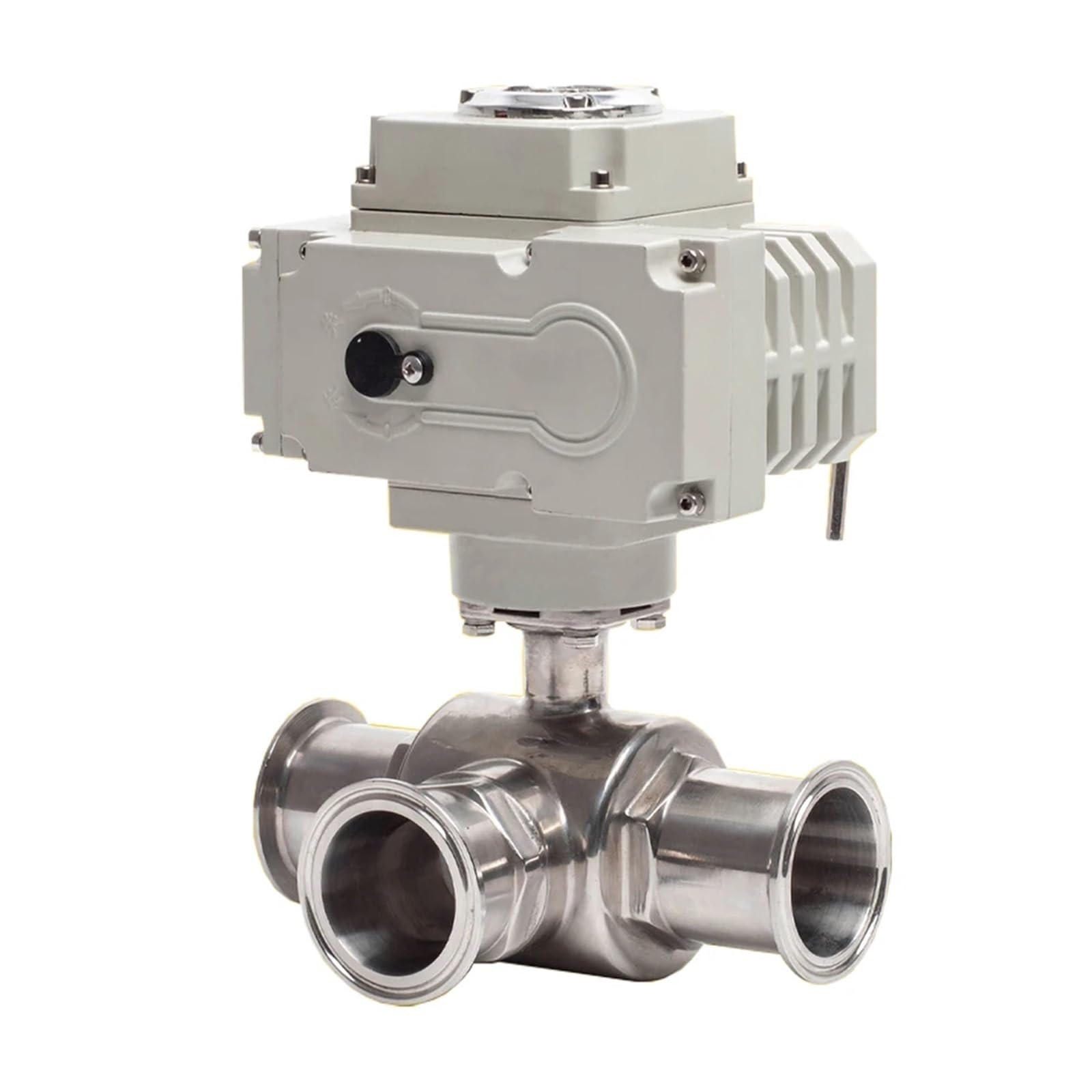 MXXDMOPD 51mm 3 Way Stainless Steel Sanitary Tri Clamp Ferrule Type Motorized Ball Valve 220V 110V 12V High Platform Electric Valves(T Type-110vac)