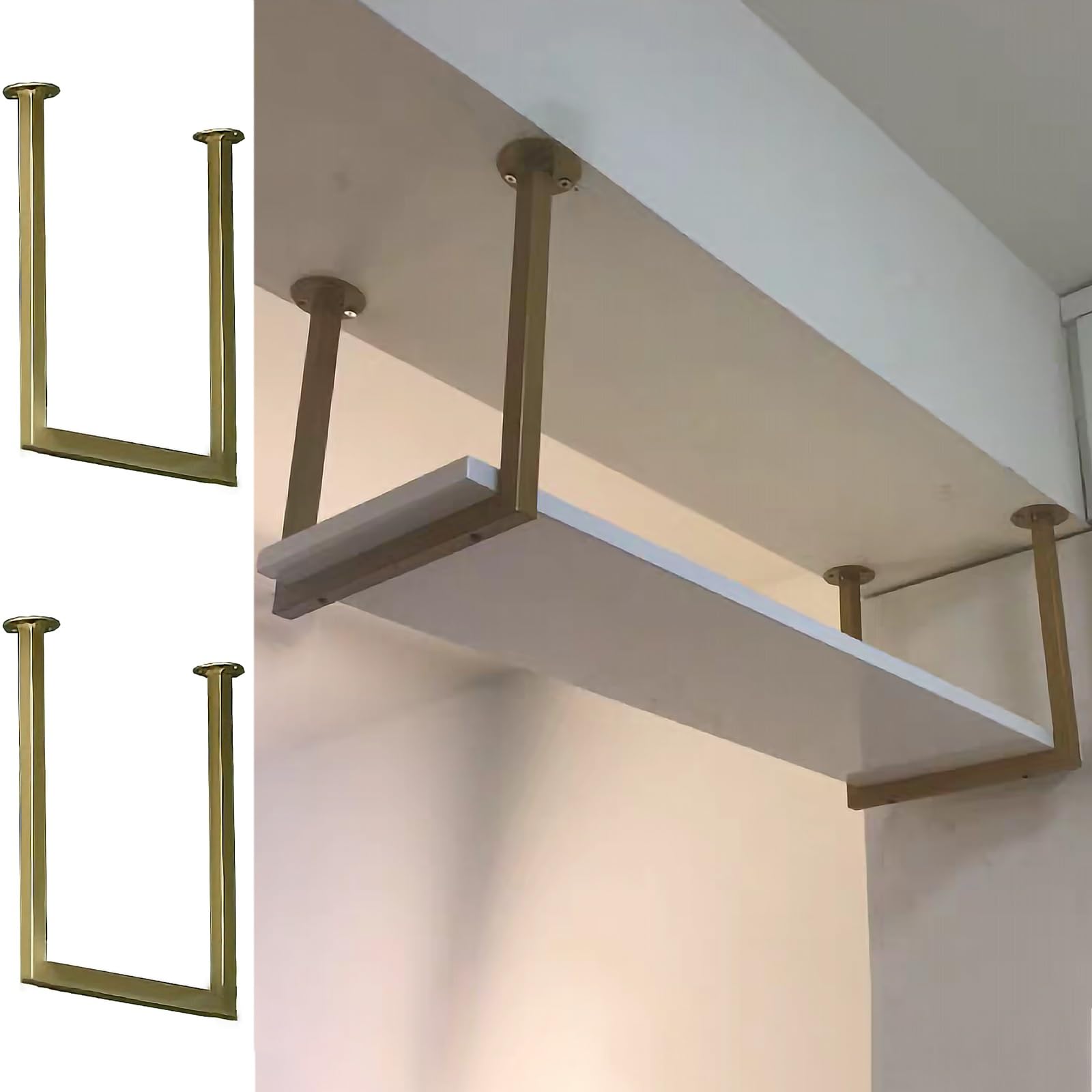 Support d'étagère industriel suspendu métal étagère plafond noire 30cm