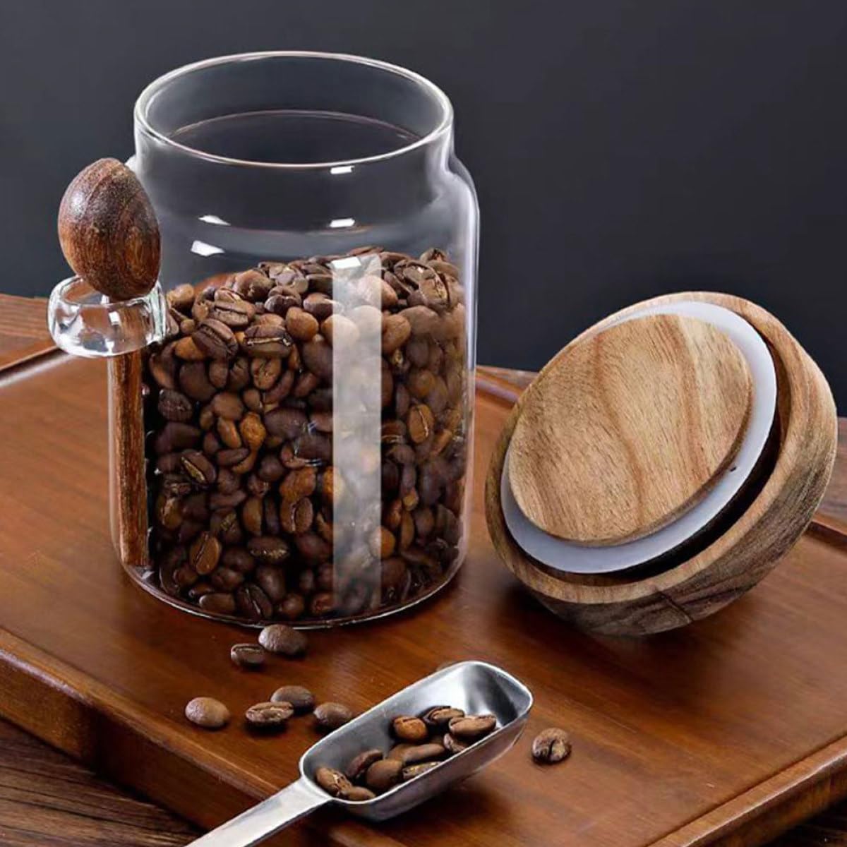 GALPADA Juego de 3 Frascos de y Capacidad 850ml, 550ml y 400ml para Especias con Tapa y Cuchara, Tarros de Condimento Herméticos Diseño Simple para Cocina