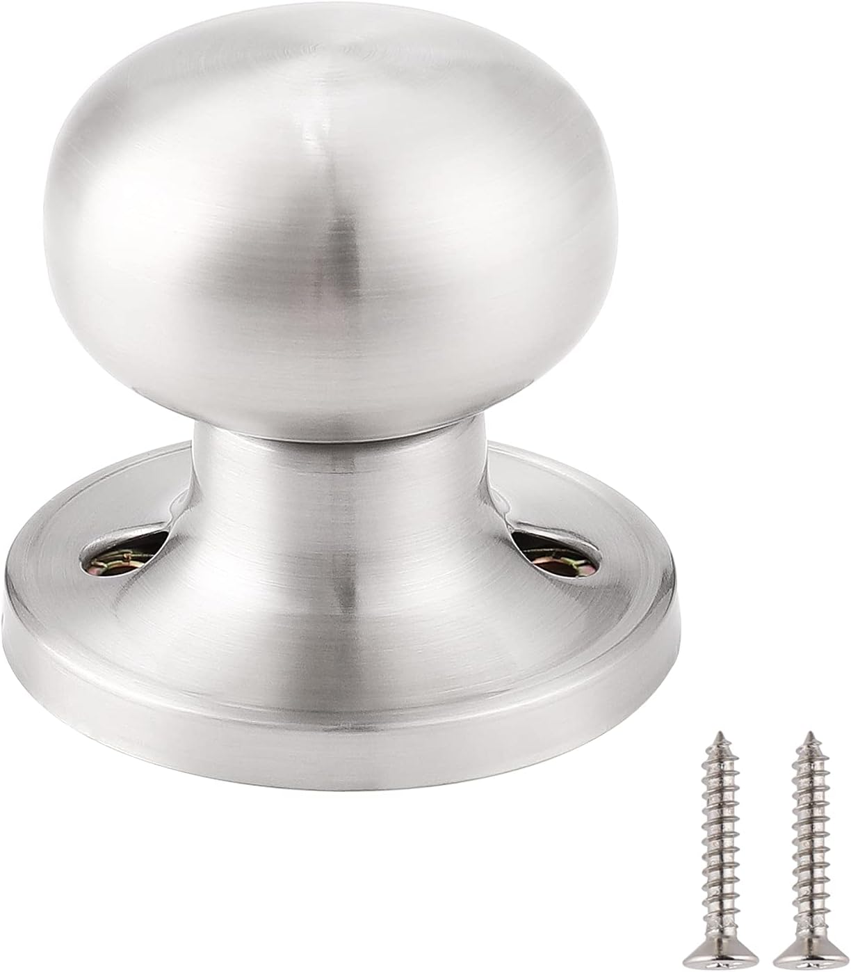 GOBEKOR 2 Pack Single Dummy Door Knobs Brushed Nickel Interior Dummy Knobs for French Doors Round Door Knobs Stainless Steel Door Pull