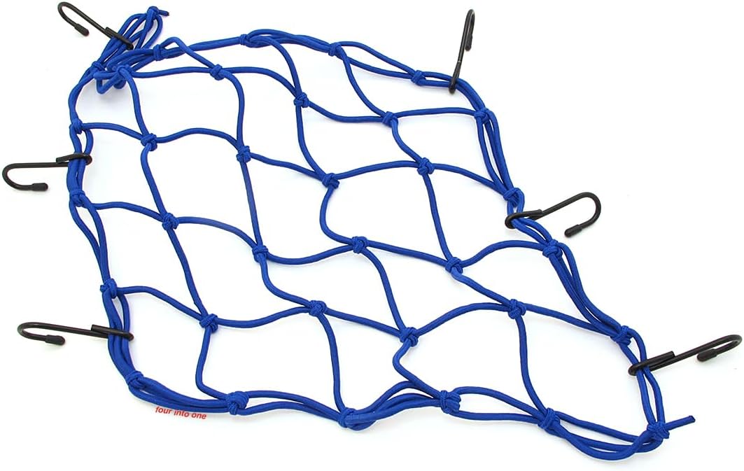 Universal Blue Motorcycle ATV Cargo Net 15" x 15" - 5mm Cord 6 Hook