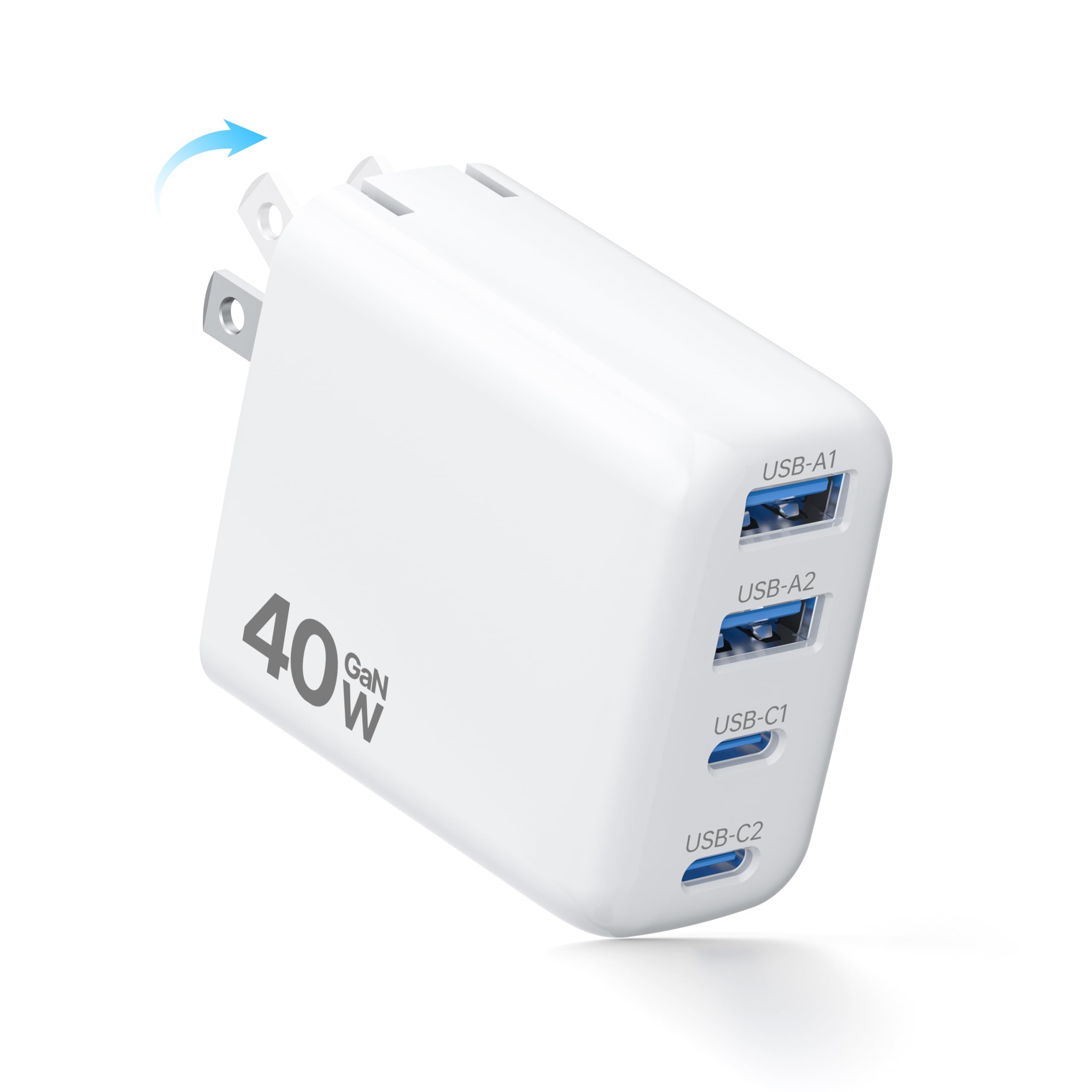 合計40W 急速充電器 タイプc 充電器【4台同時充電・超低温・折畳み式】iPhone 充電器 PD 急速充電 PSE技術基準適合 GaNIII技術 PD3.0/PPS/SCP規格対応 超小型 軽量 iPhone/iPad/AirPods その他USB-C機器対応