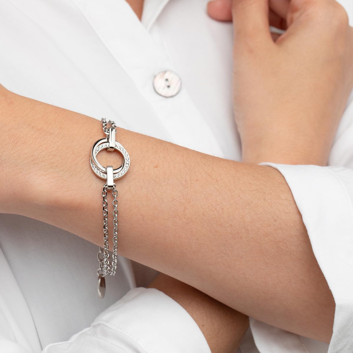 LOTUS STYLE Pulsera Acero Inoxidable Mujer LS1780-2 Geométrico - Sofisticado Brazalete con Pulido y Acabado Refinado 20,8 cm - Ideal para Regalo de Cumpleaños - Aniversario - Ocasiones Especiales