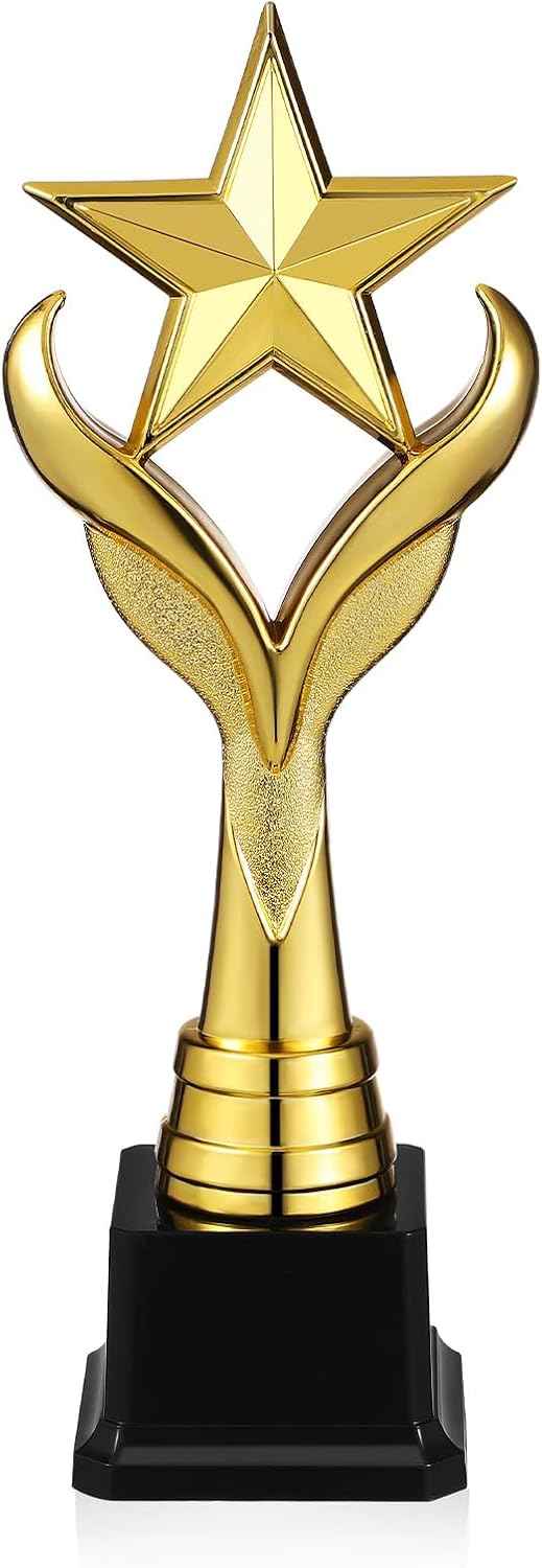 NOLITOY 11 Inch Star Trophy, Plastic Golden Award Trophy 1st Place Trophy for Sports Tournament, Award Ceremony, Party Celebration