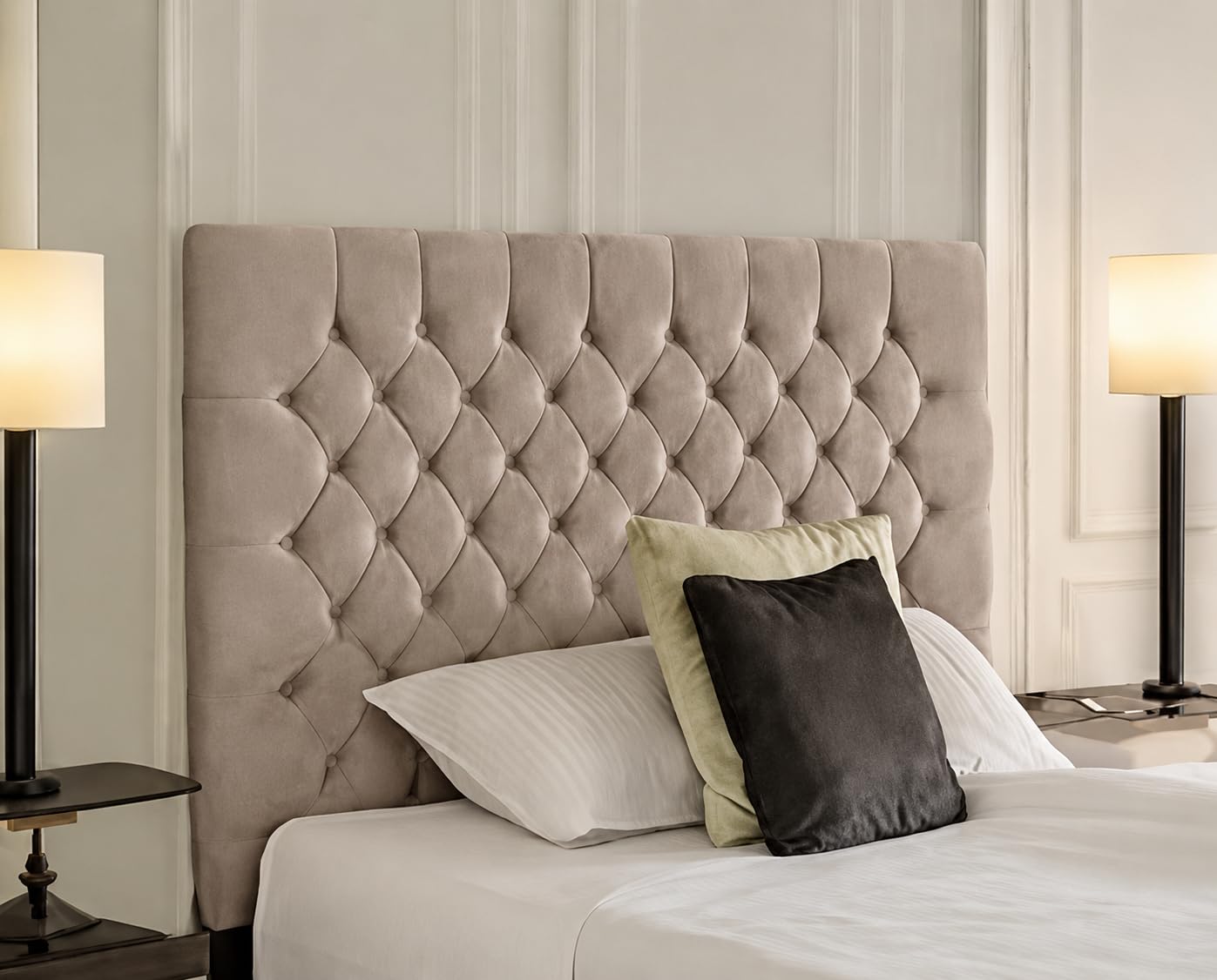 luxisleepltd New Tufeted Alton 20''26',30'',36'' inches Tall Headboard in Plush Velvet 3FT, 4FT6, 5FT,bed frame (GT Grey, 4ft-90cmTall)