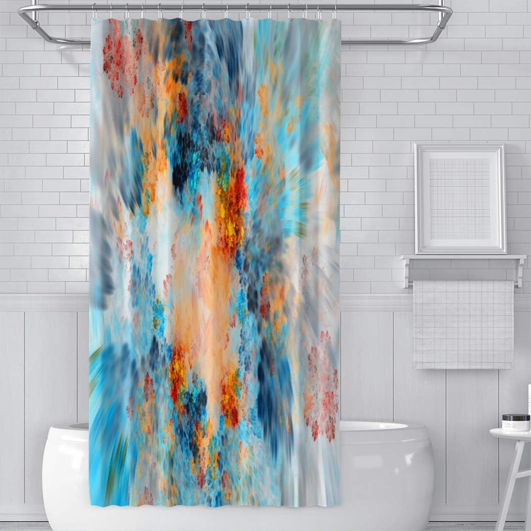 Shower Curtain Colorful Abstract Orange and Blue Home Decoration Bathroom Accessories Bath Shower Curtains 66 X72 Inches