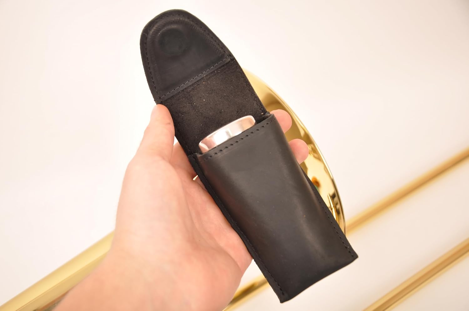 Trombone/Euphonium MOUTHPIECE POUCH Single. Genuine LEATHER Carrying Bag image 5