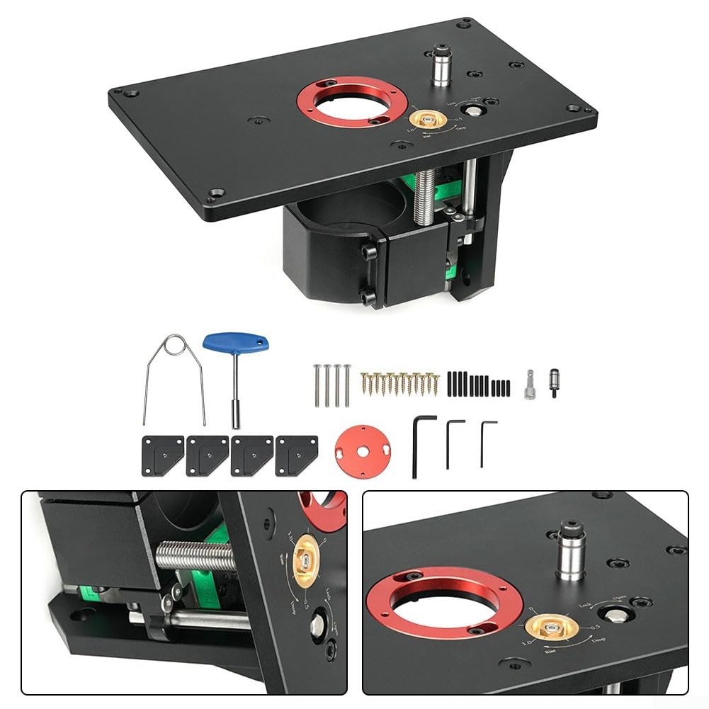 Invertierter Oberfräsentisch aus Aluminiumlegierung Oberfräsenhebetisch Router Tisch Lift Kit Trimmmaschine Inverted Lifting Table Router Lift für Holzbearbeitung für kleine Trimmmaschinen