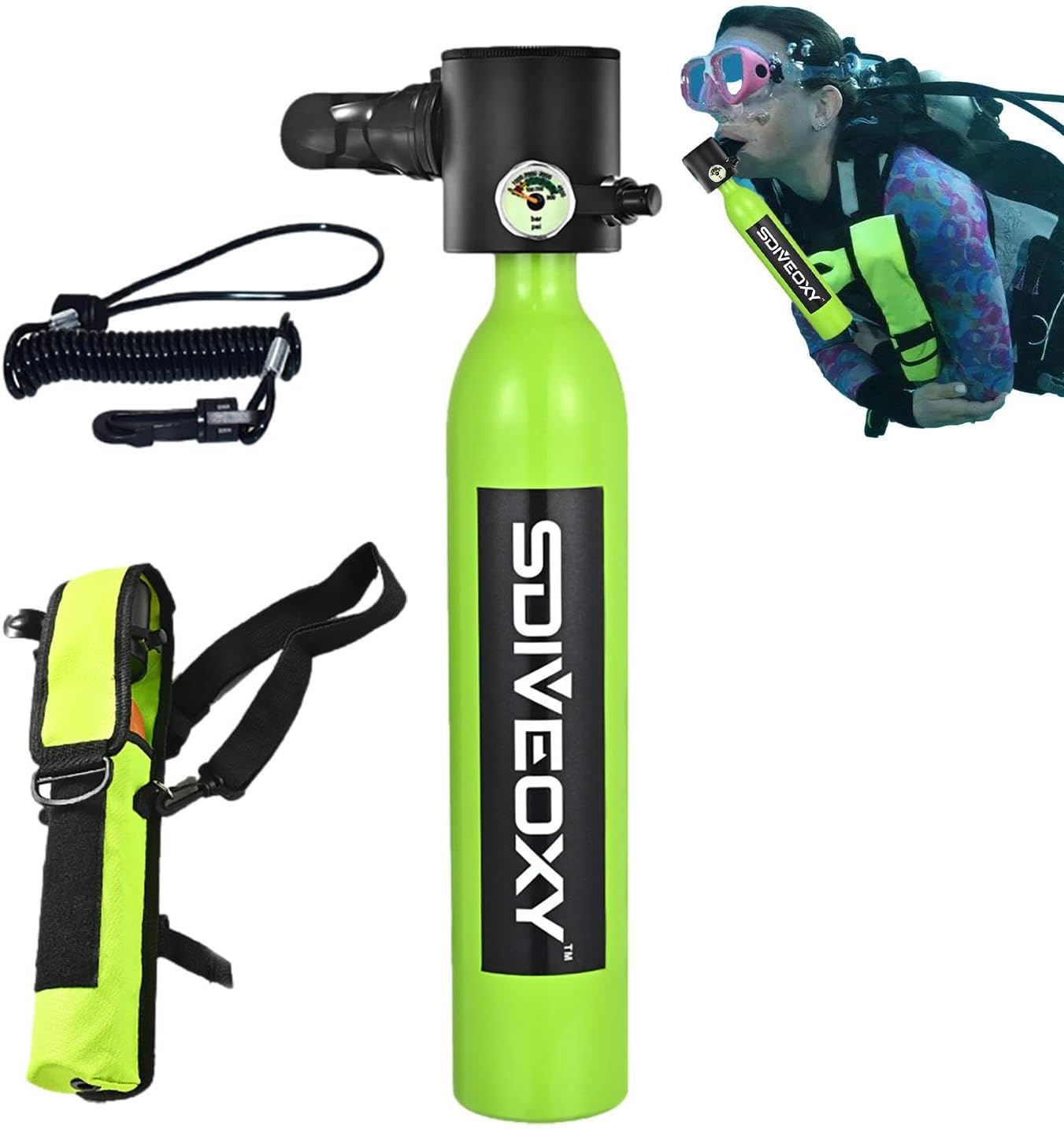 Diving Cylinder - 0.5L Scubas Diving Tank Scubas Tank,3000Psi/200Bar Diving Air Tank, Scubas Diving Gear Set Scubas Oxygen Cylinder Kit, Snorkeling Dive Bottle