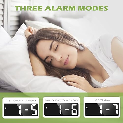 Miniatura 3 de KeeKit Reloj despertador digital, reloj despertador LED con pantalla grande, reloj de escritorio LED con puerto USB para carga, función de