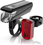DANSI Fahrradleuchten-Set StVZO I LED-Fahrradlicht I Rad-Licht hell vorne 30/15 Lux, Akku-Leuchtenset