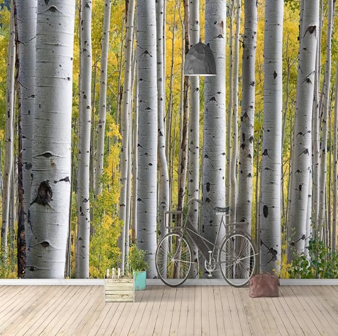 Papier peint mural 3D forêt pour agrandir un salon sombre fresque 350x256cm
