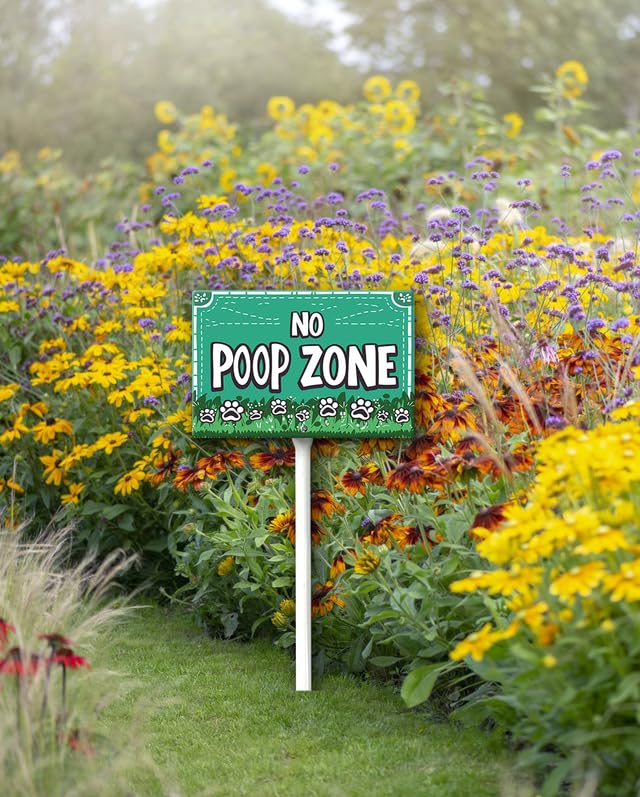„No Dog Pooping“-Schild Mit Metallpfahl – Witziges Warnschild Für Garten, Rasen & Einfahrt