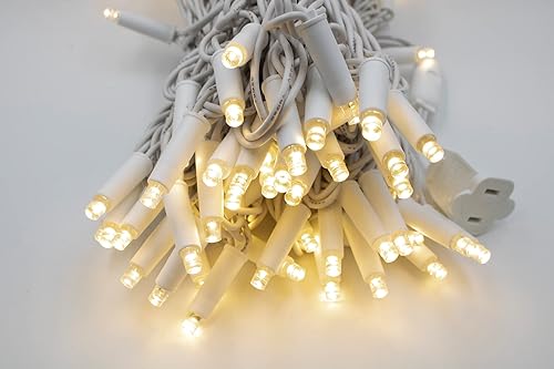 Miniatura 7 de broulove Luces LED de Navidad, 100 unidades, cadena de luces para exteriores e interiores, grado comercial, cable blanco, luz blanca pura, 6