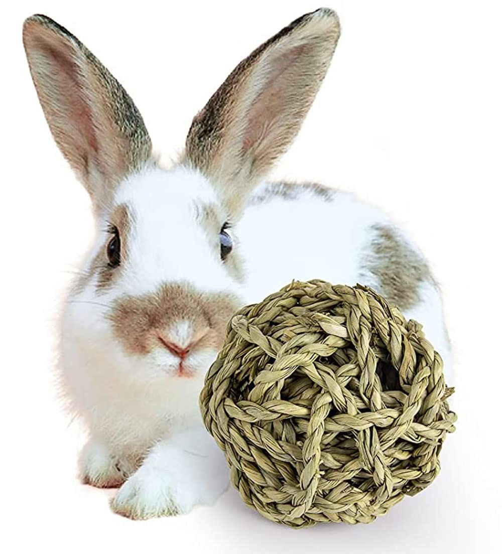 12er Set Kauspielzeug Für Kleintiere - Natürliche Gras- & Rattan-Bälle, Handgeflochten, Für Kaninchen, Hamster & Co.