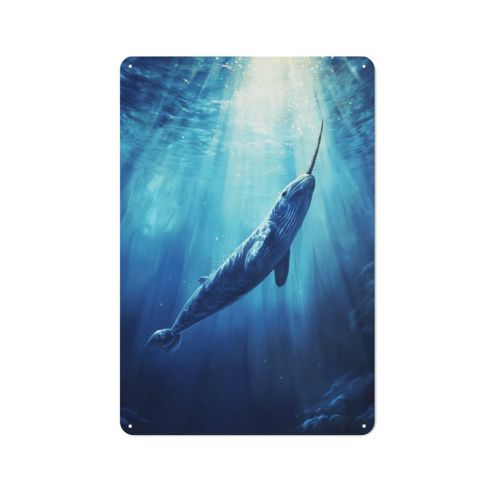Junmoney Style-9 Magical Narwhal Underwater Scene Vintage Printed Metal Sign 30X20cm For Workshop Wall, A Decorative Gift For A Newly Furnished Workshop