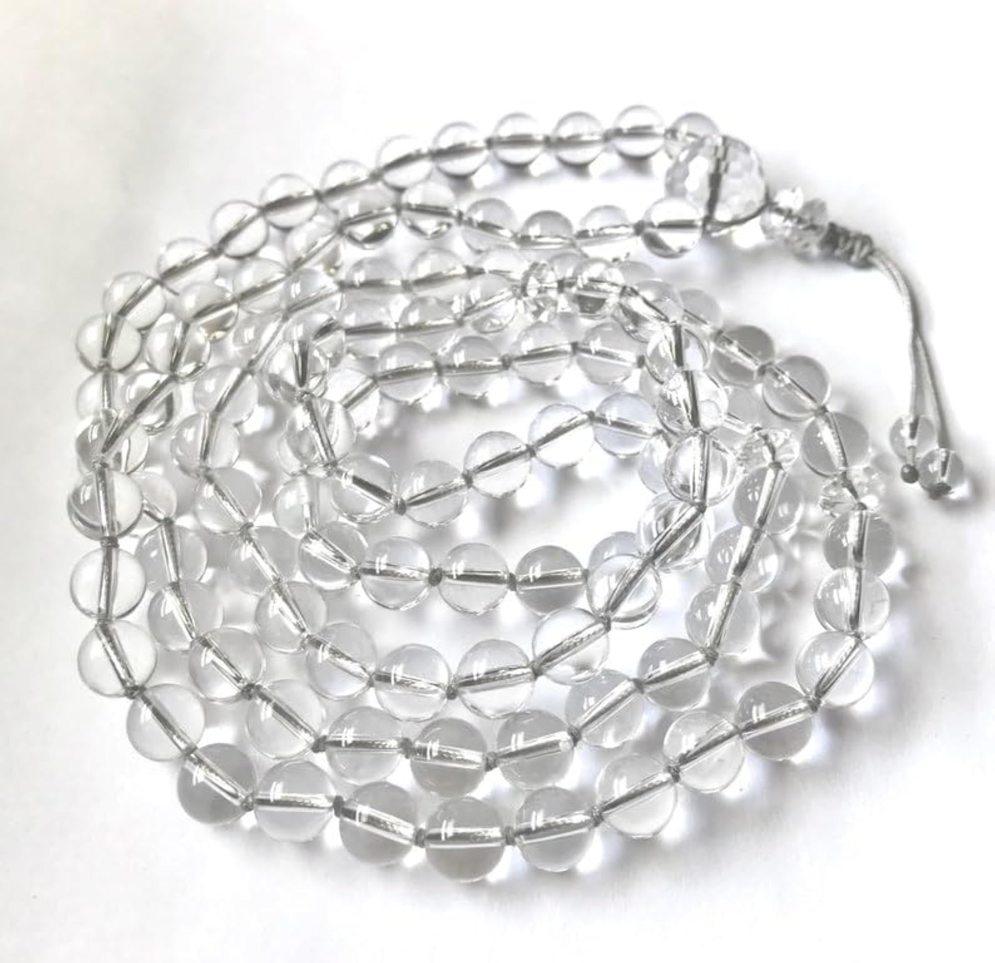Natural Clear Quartz 10MM 108+1 Bead Prayer Mala Necklace